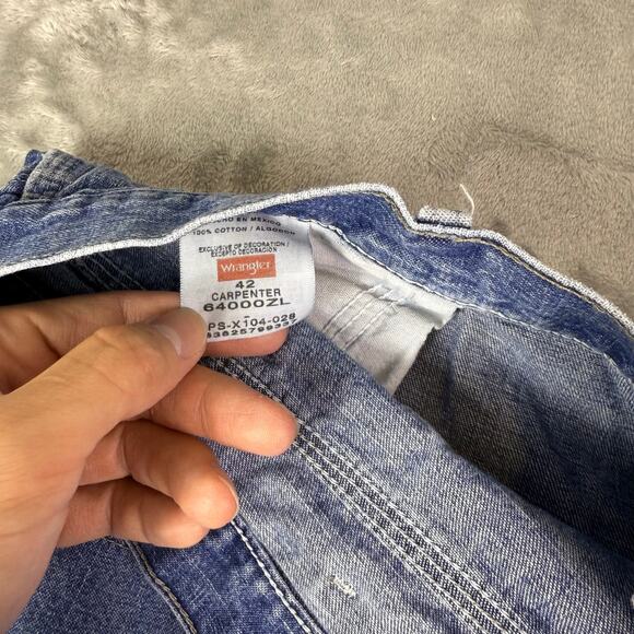 VTG Y2K Wrangler carpenter jorts streetwear retro jean shorts mens size 42 - Picture 4 of 7